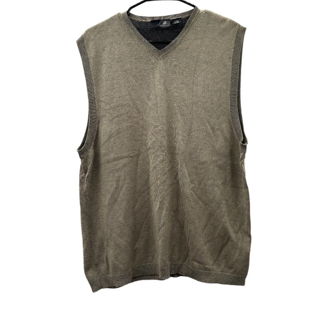 J. Ferrar JF Taupe Beige Sleeveless‎ Sweater Vest Size L